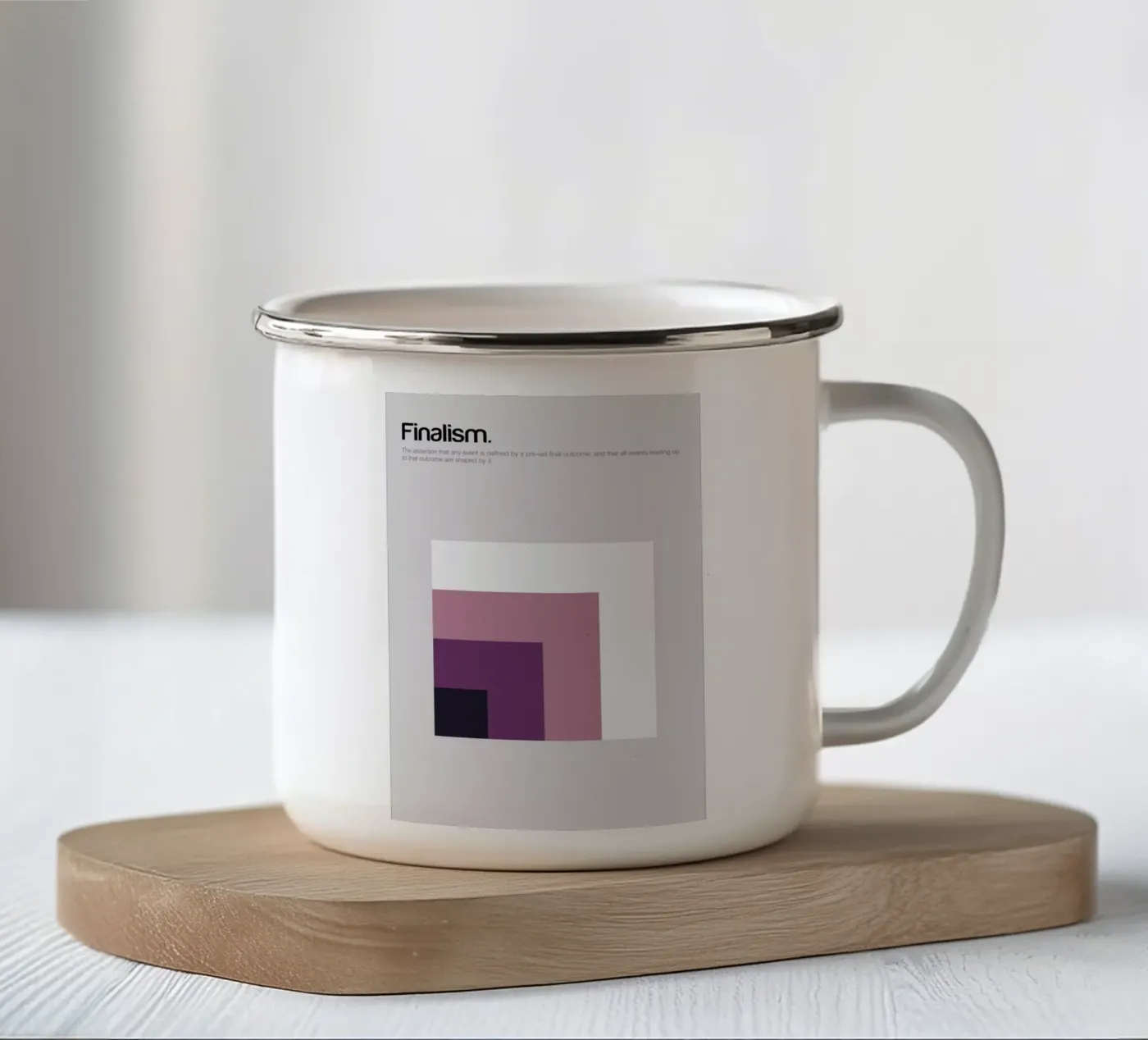 Finalism enamel mug by Genís Carreras