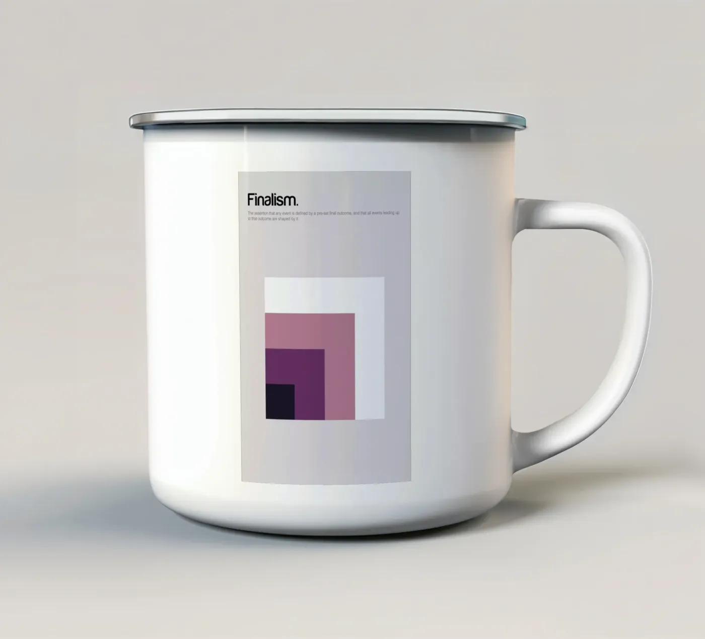Finalism enamel mug by Genís Carreras