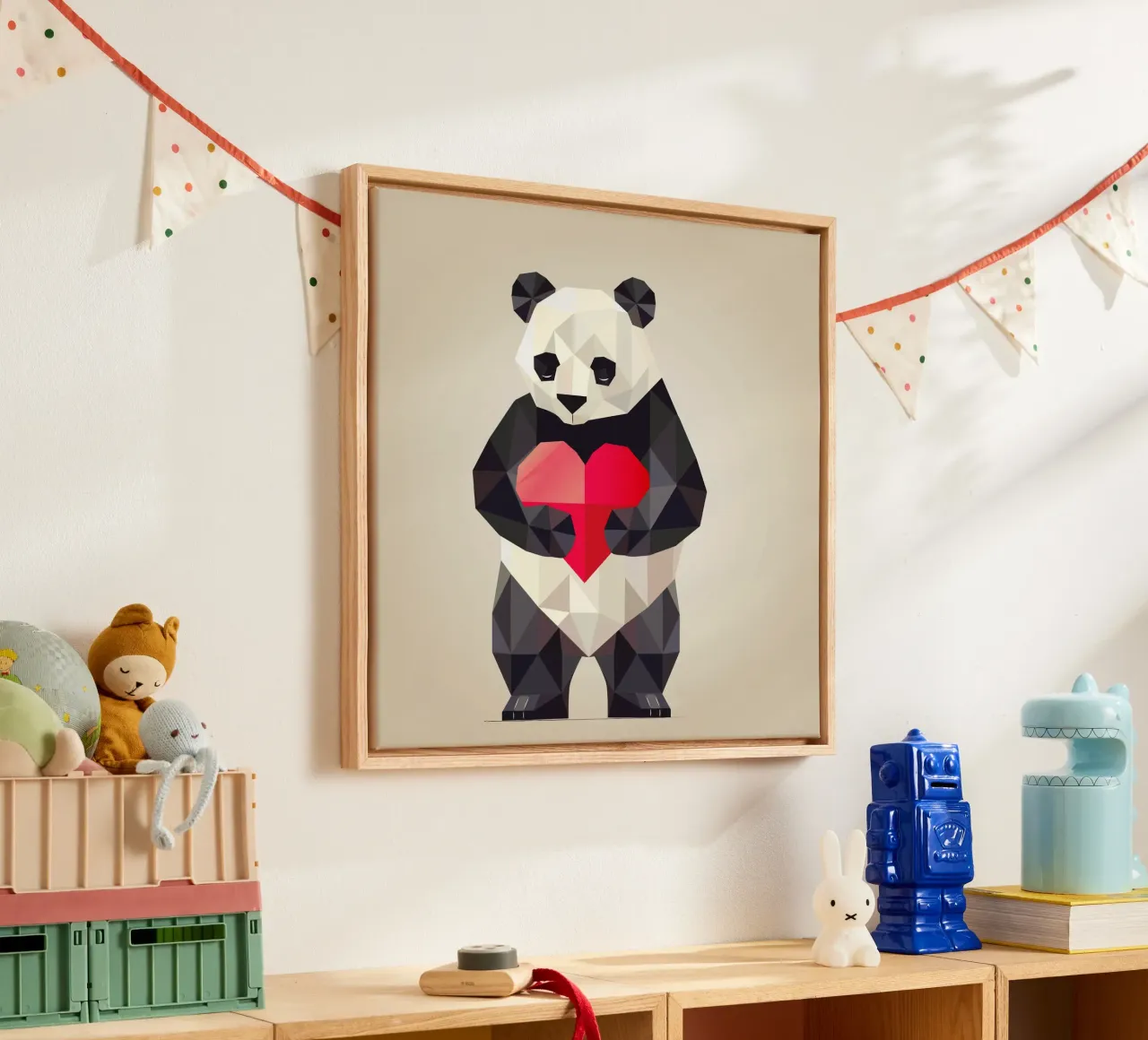 Panda with heart - a symbol of love and harmony canvas with Floater frame by namosh