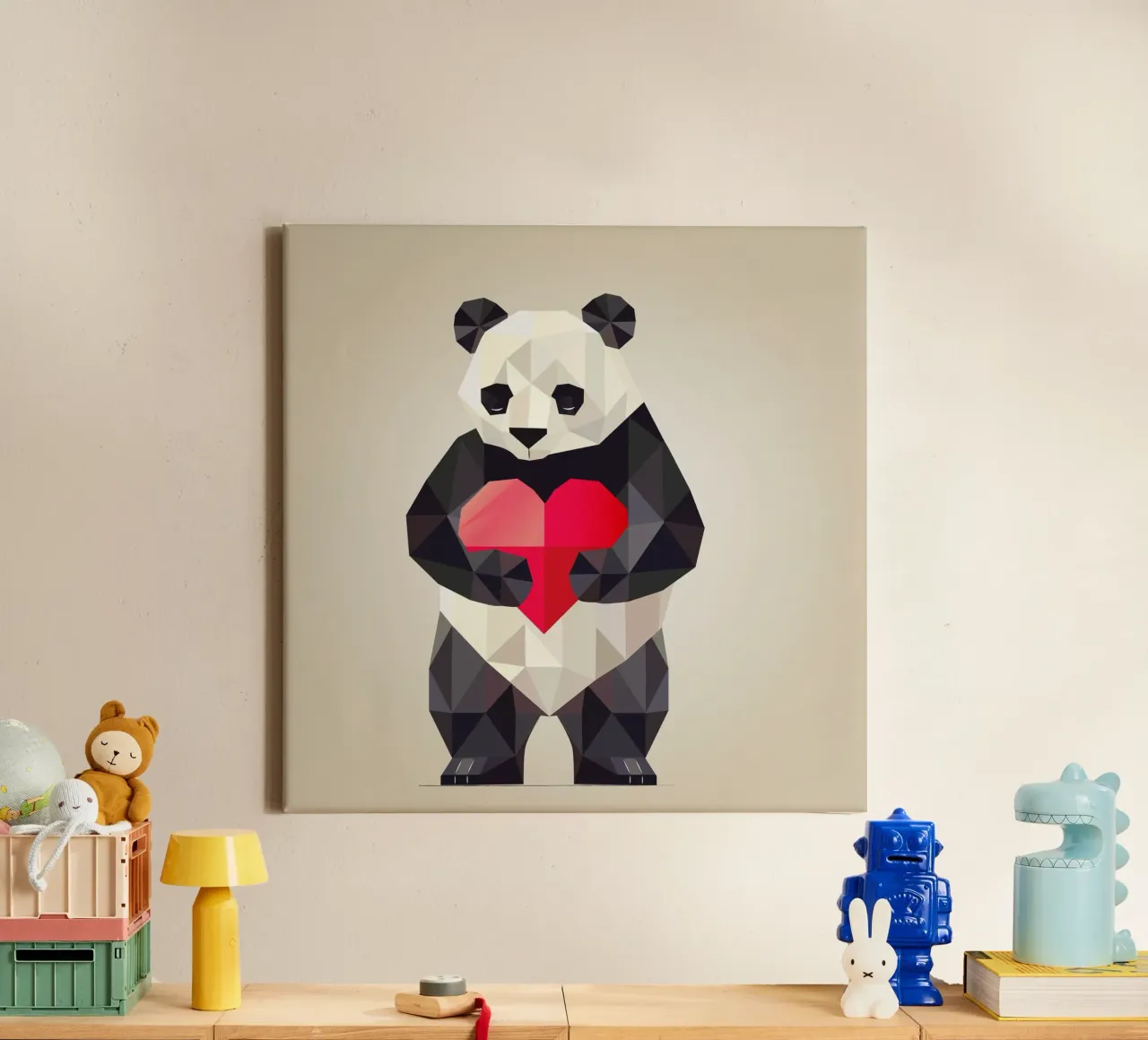 Panda with heart - a symbol of love and harmony canvas with Floater frame by namosh