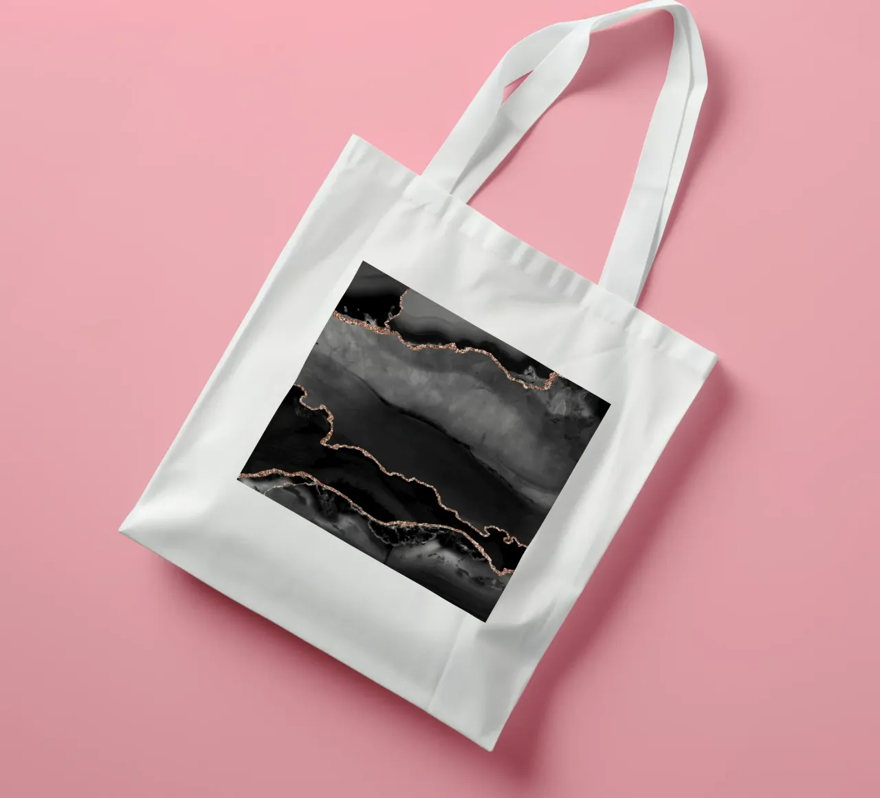 Texture agata nera e oro rosa 02 borsa in juta da Gemstone Textures