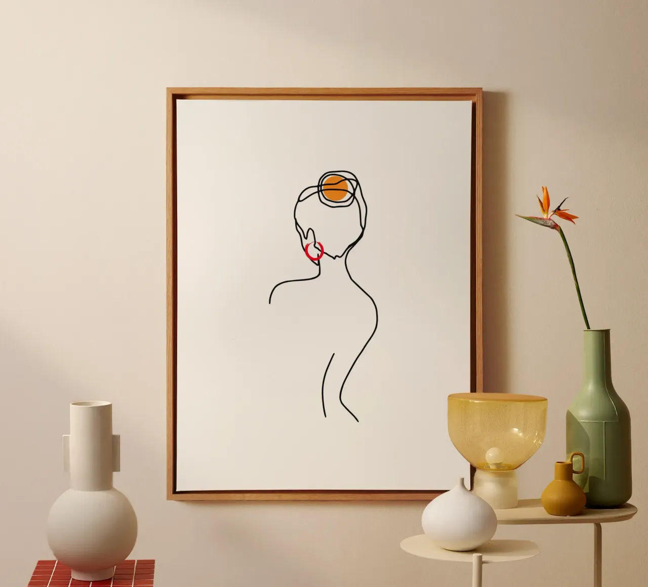 Donna nello stile di Lineart IV tela con Cornice a cassetta da ArtDesign by KBK