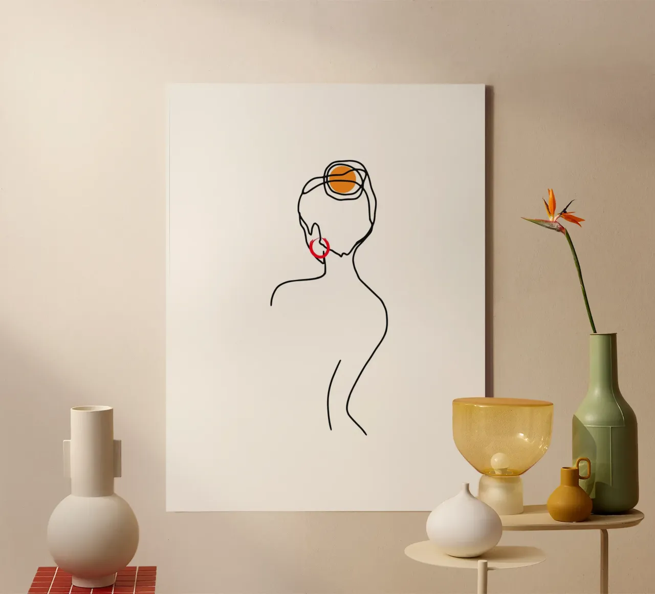 Donna nello stile di Lineart IV tela con Cornice a cassetta da ArtDesign by KBK