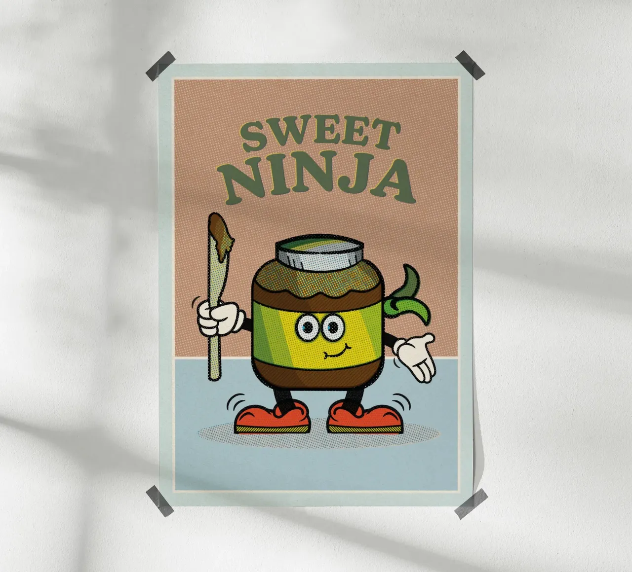 Sweet Ninja poster con telaio in alluminio da lazydaypaper