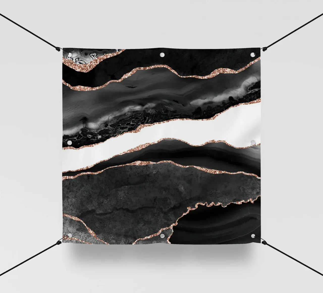 Texture agata nera e oro rosa 08 telo in pvc da Gemstone Textures