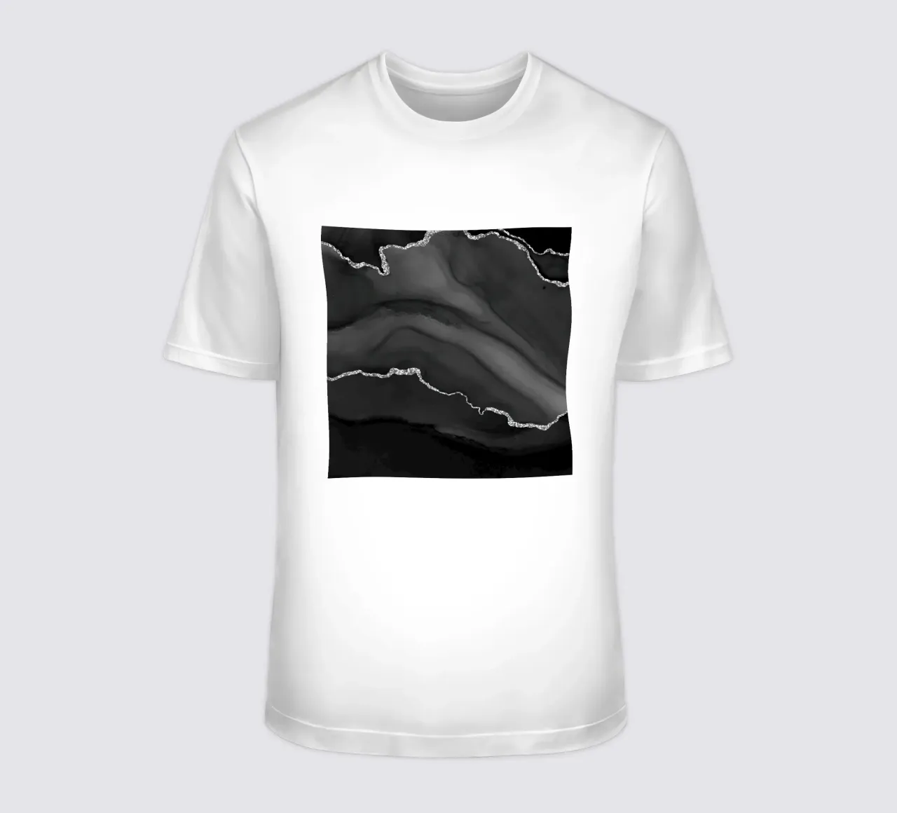 Schwarz & Silber Achat Textur 01 T-Shirt von Gemstone Textures