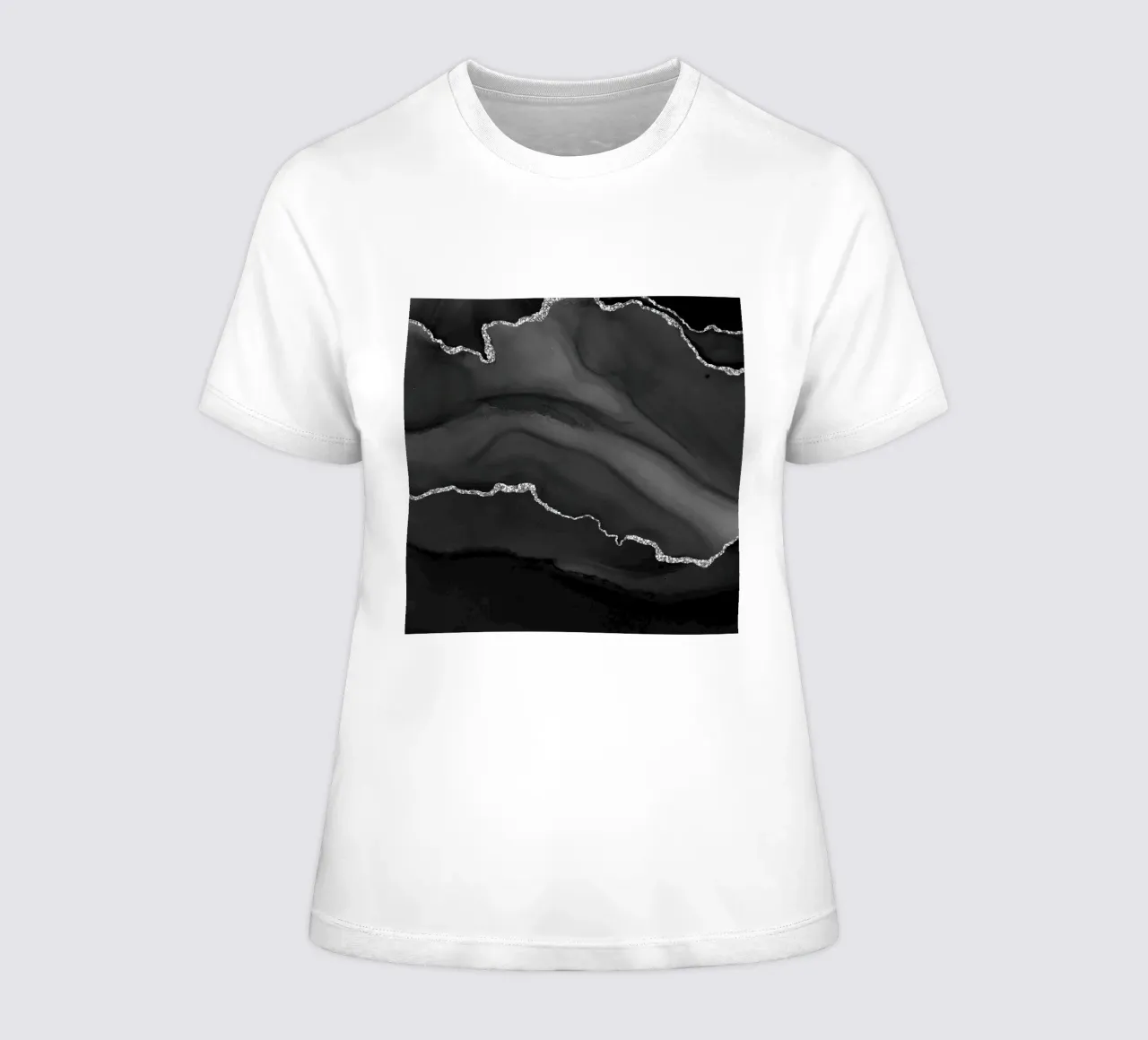 Ágata negra y plateada Textura 01 camiseta de mujer de Gemstone Textures