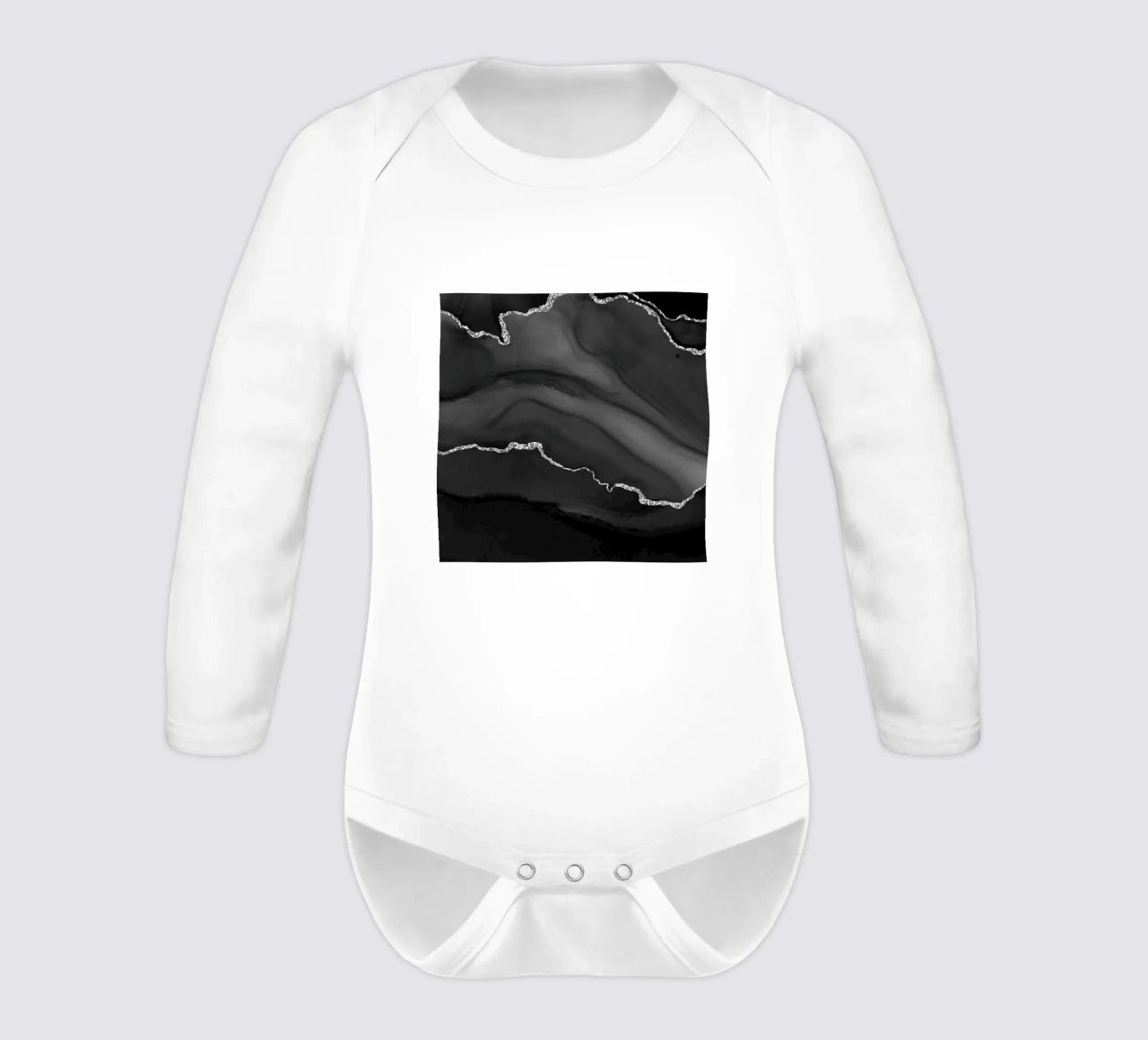 Agata nera e argento Texture 01 body neonato maniche lunghe da Gemstone Textures