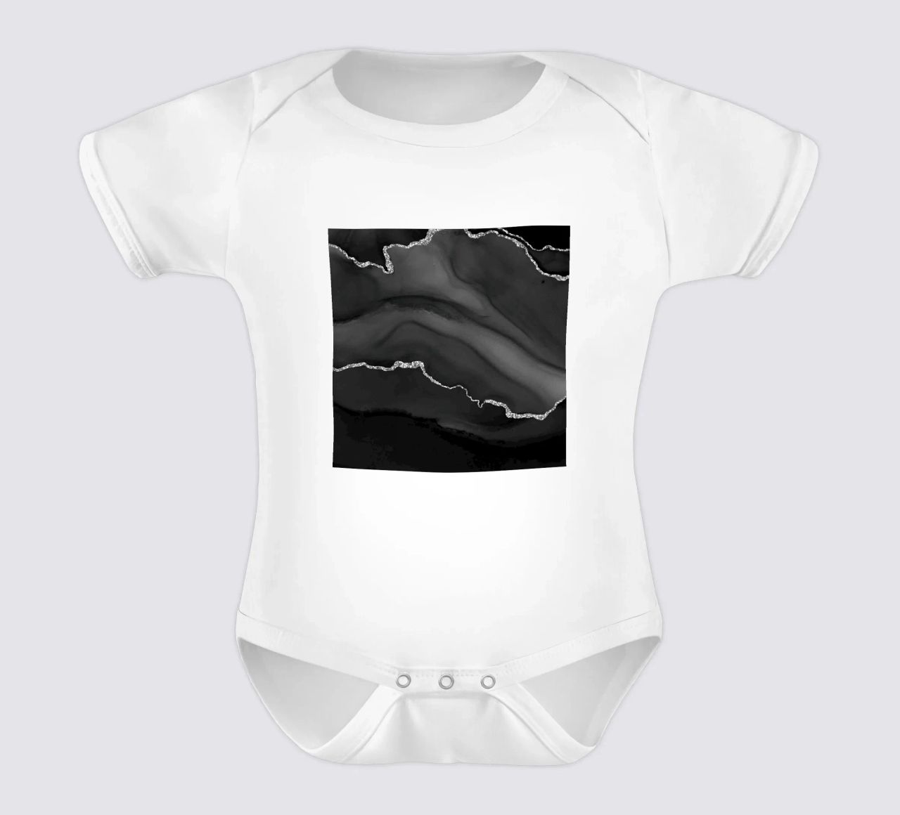 Agata nera e argento Texture 01 body neonato maniche corte da Gemstone Textures