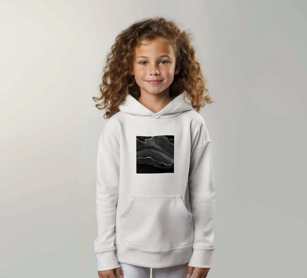Schwarz & Silber Achat Textur 01 Kinder Hoodie von Gemstone Textures