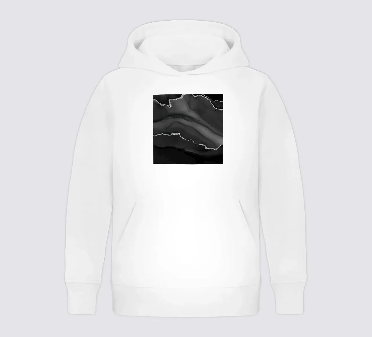 Schwarz & Silber Achat Textur 01 Kinder Hoodie von Gemstone Textures