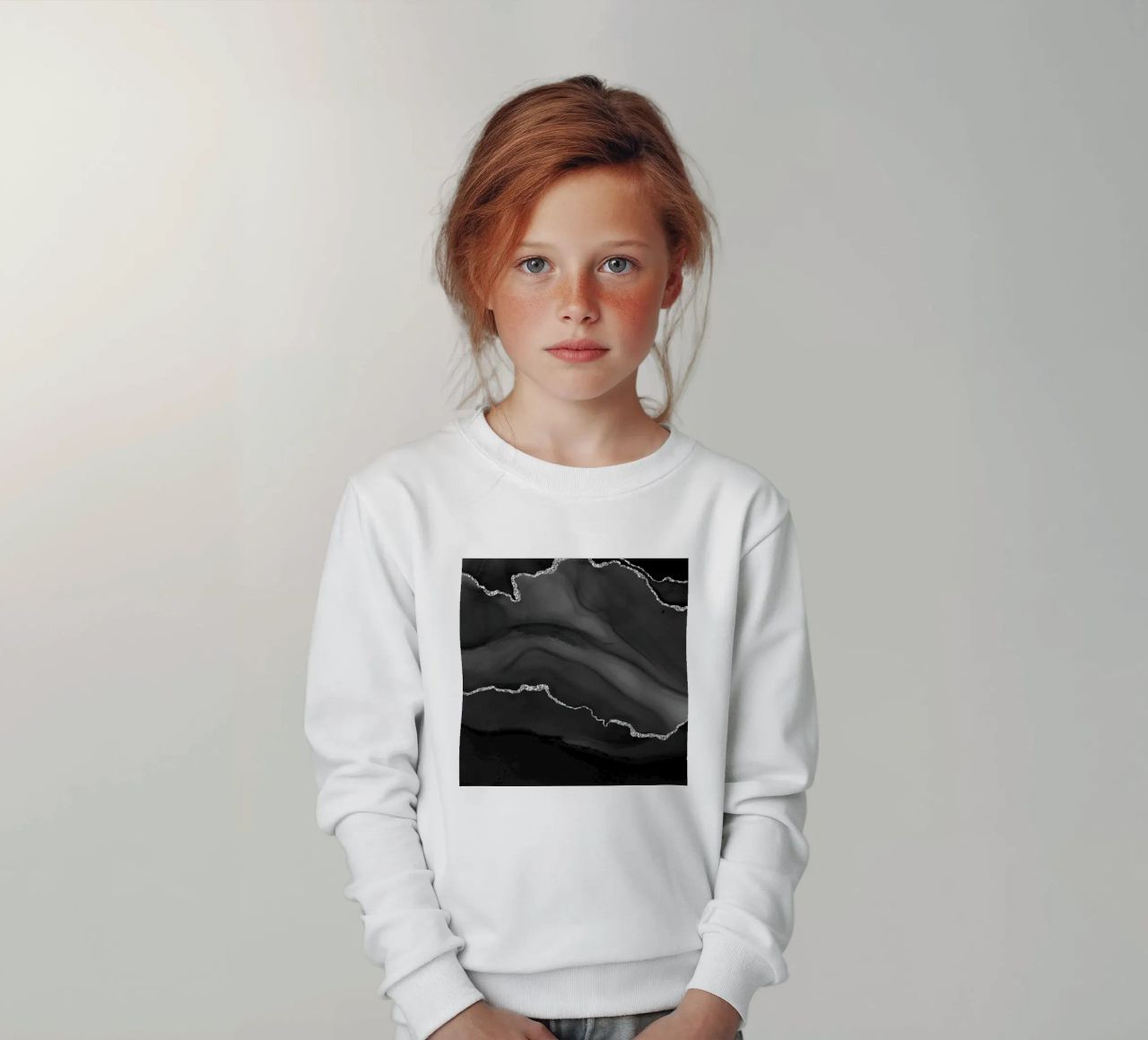 Agata nera e argento Texture 01 felpa bambino da Gemstone Textures
