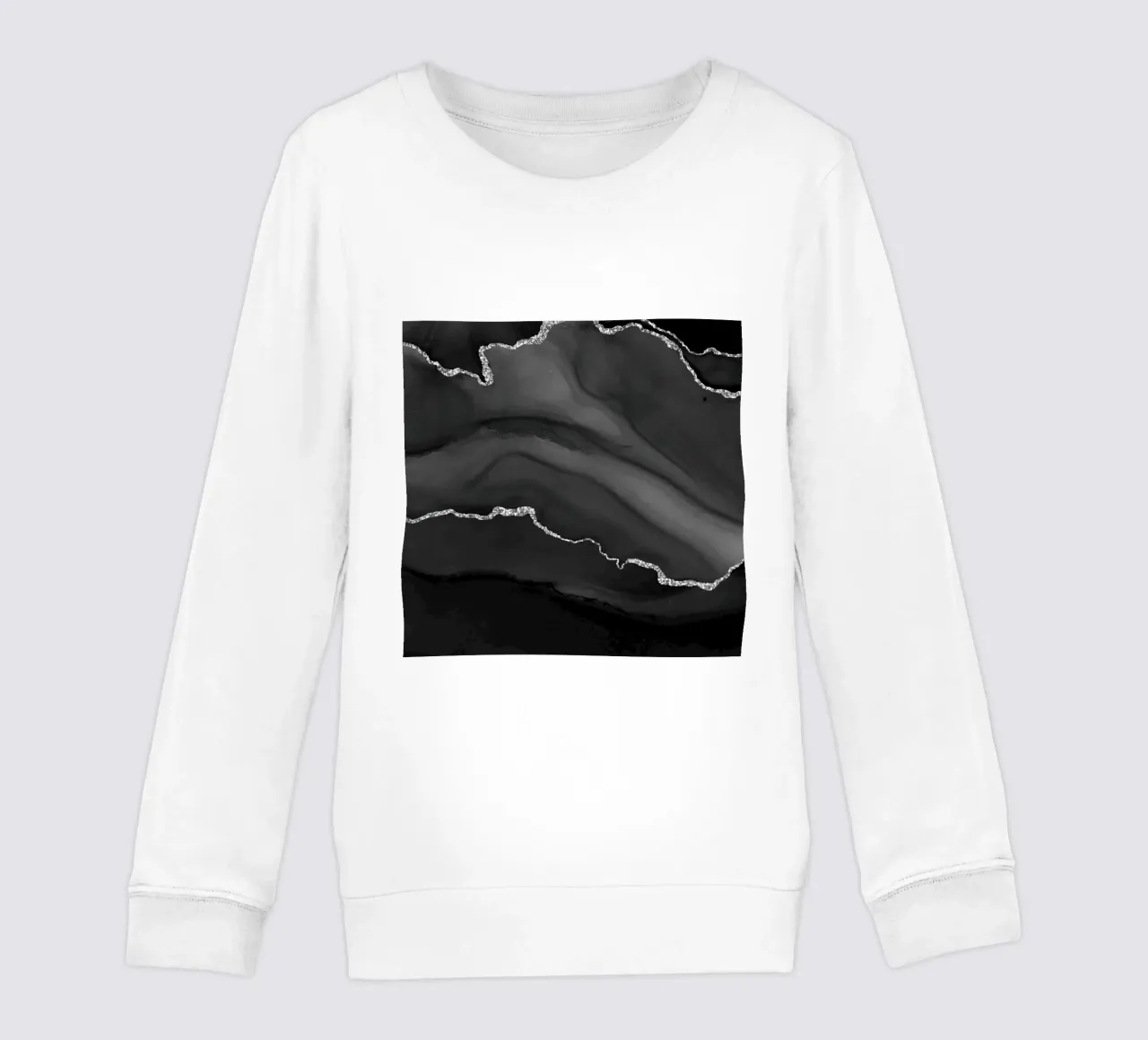 Texture Agate noire et argentée 01 sweat enfant de Gemstone Textures