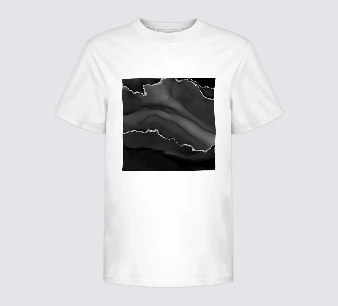 Schwarz & Silber Achat Textur 01 Kinder T-Shirt von Gemstone Textures