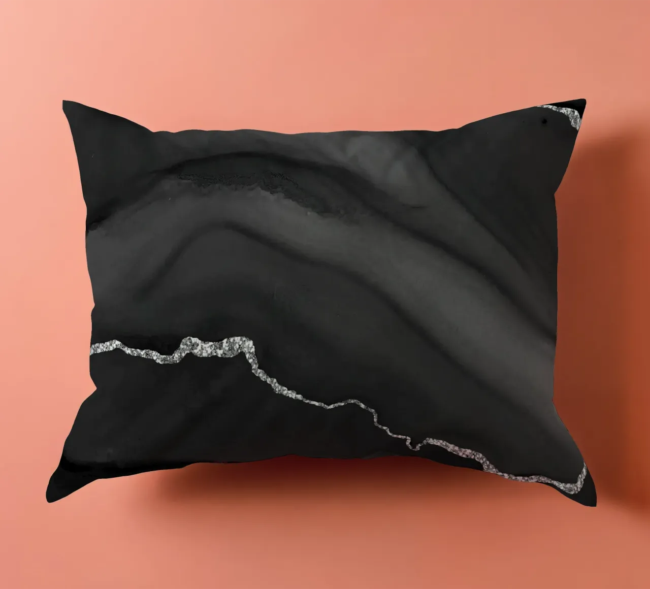Texture Agate noire et argentée 01 coussin de Gemstone Textures