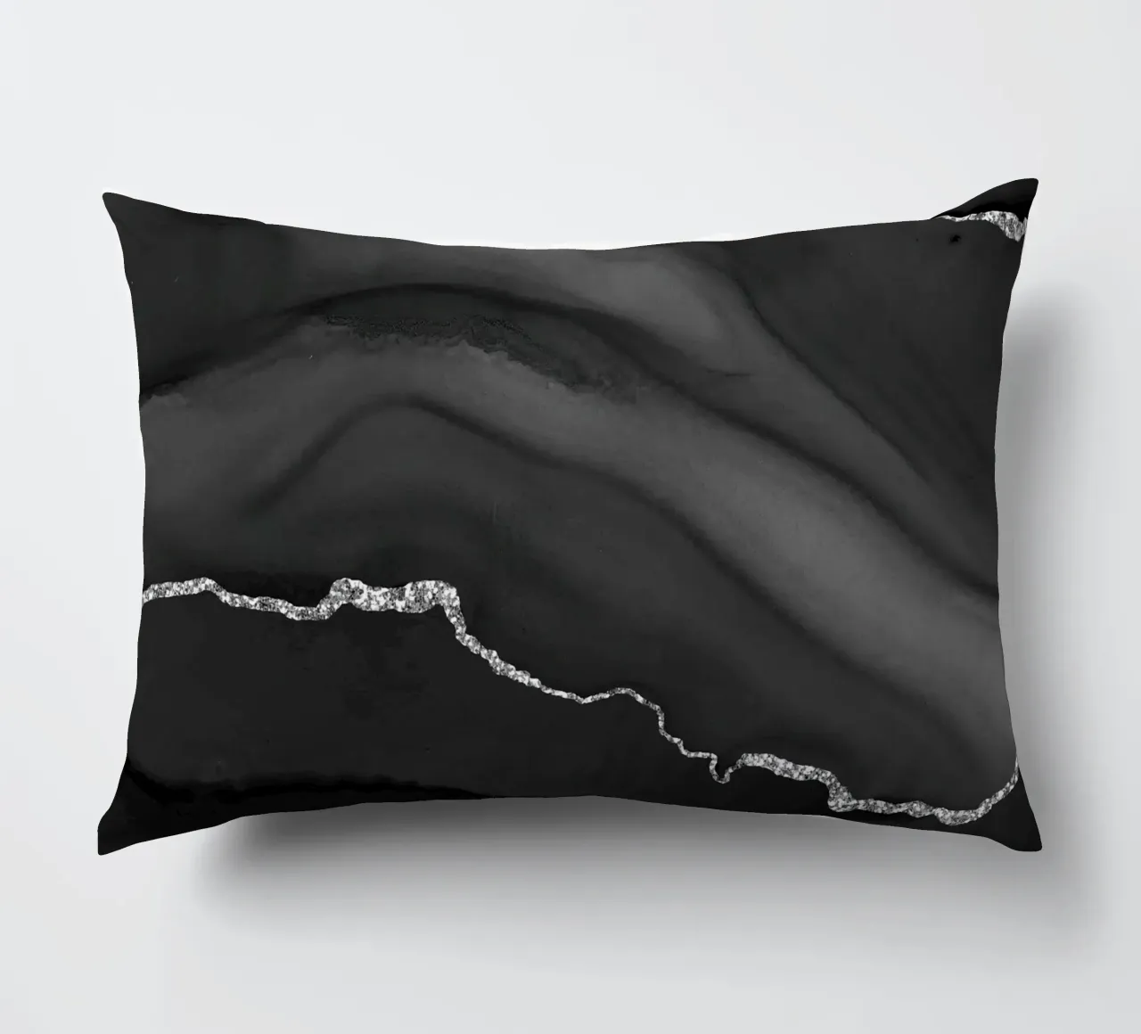 Texture Agate noire et argentée 01 coussin de Gemstone Textures