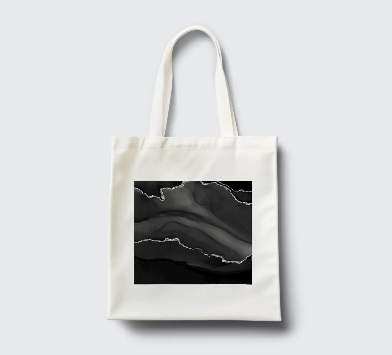 Black & Silver Agate Texture 01 tote bag by Gemstone Textures