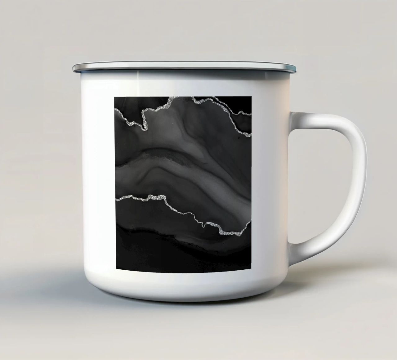 Agata nera e argento Texture 01 tazza in smalto da Gemstone Textures
