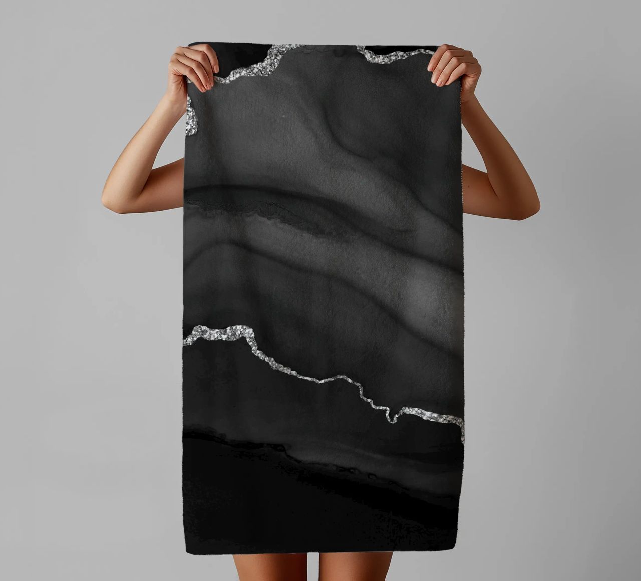 Agata nera e argento Texture 01 asciugamano da bagno da Gemstone Textures