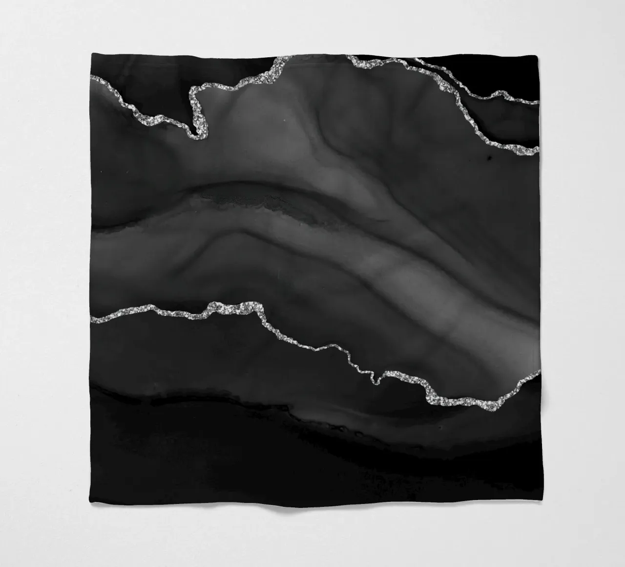 Schwarz & Silber Achat Textur 01 Fleecedecke von Gemstone Textures
