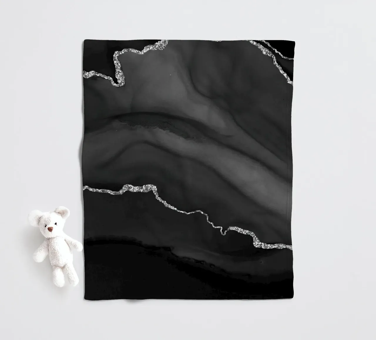 Texture Agate noire et argentée 01 plaid polaire de Gemstone Textures