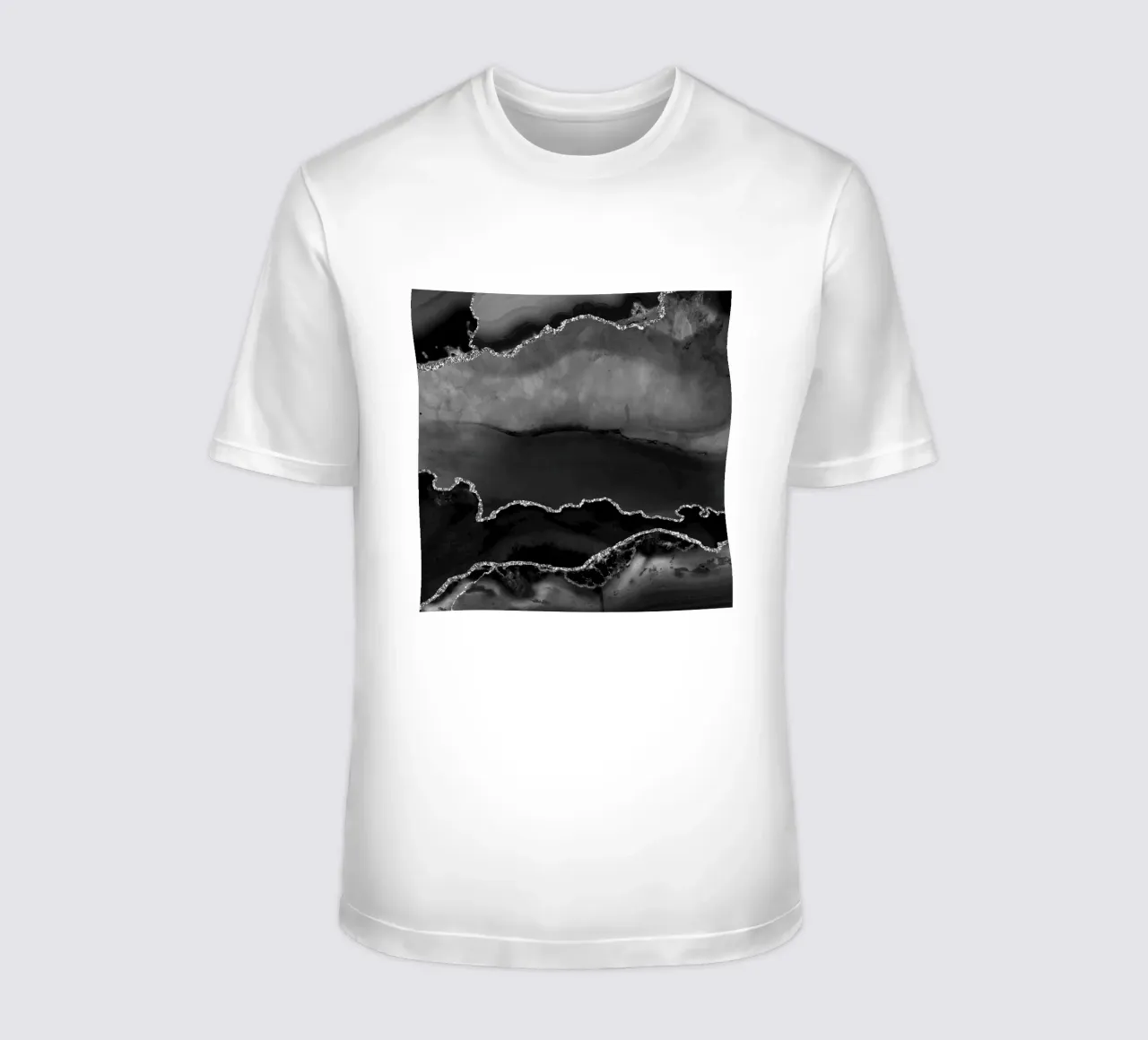 Schwarz & Silber Achat Struktur 02 T-Shirt von Gemstone Textures