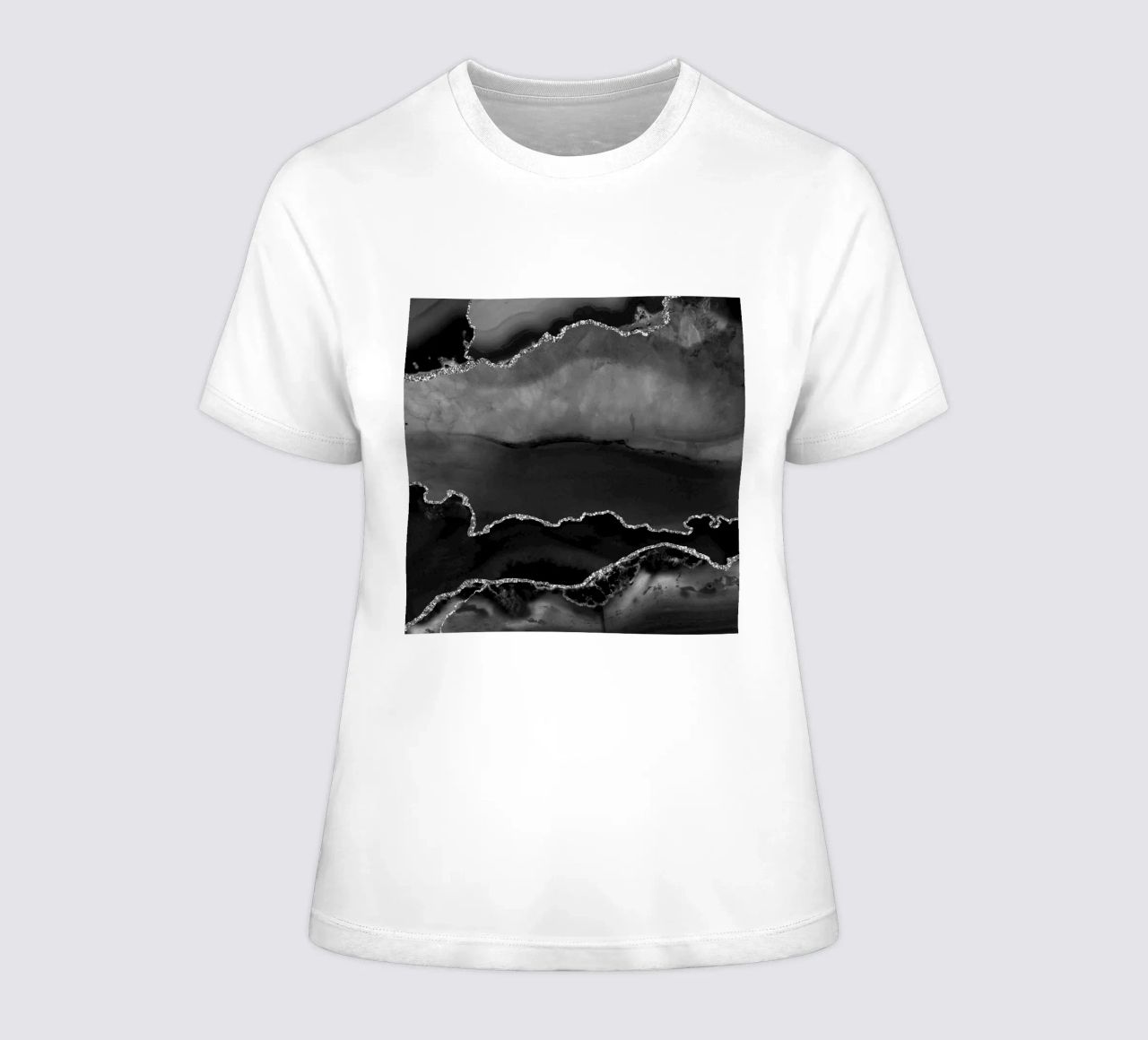 Agata nera e argento Texture 02 t-shirt da donna da Gemstone Textures