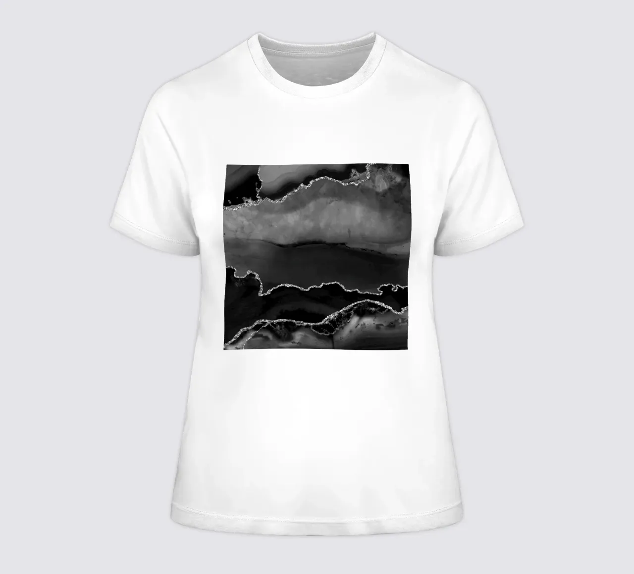 Agata nera e argento Texture 02 t-shirt da donna da Gemstone Textures