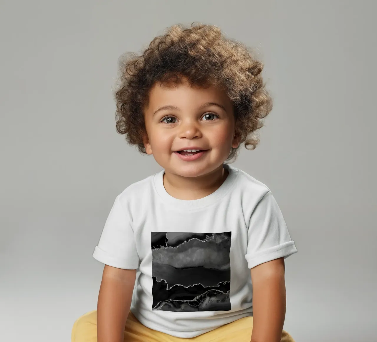 Schwarz & Silber Achat Struktur 02 Baby T-Shirt von Gemstone Textures