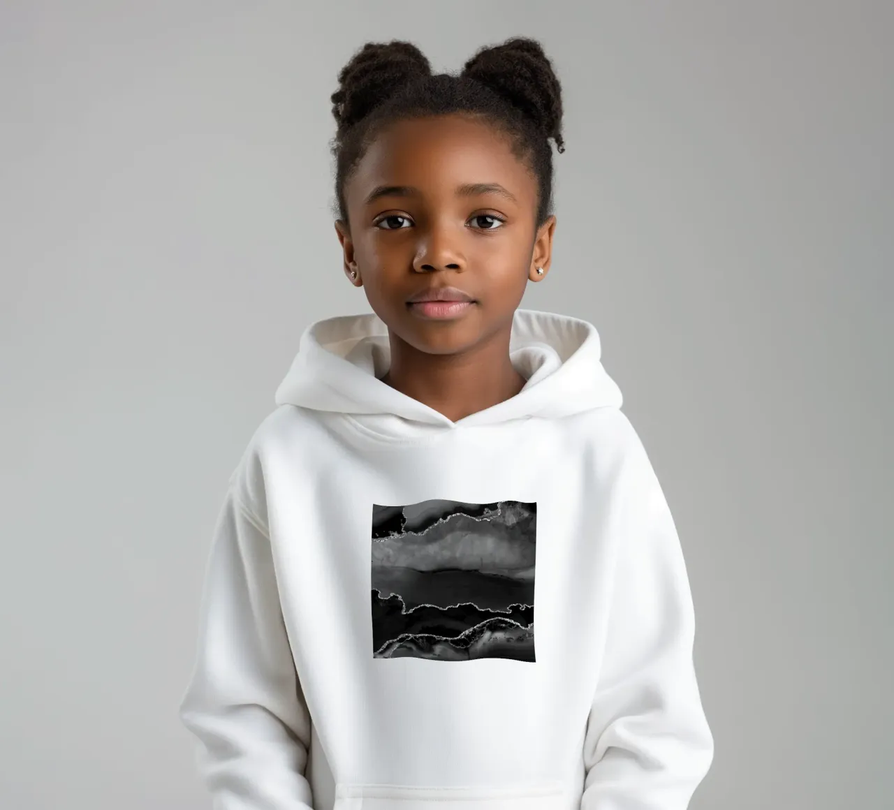 Schwarz & Silber Achat Struktur 02 Kinder Hoodie von Gemstone Textures