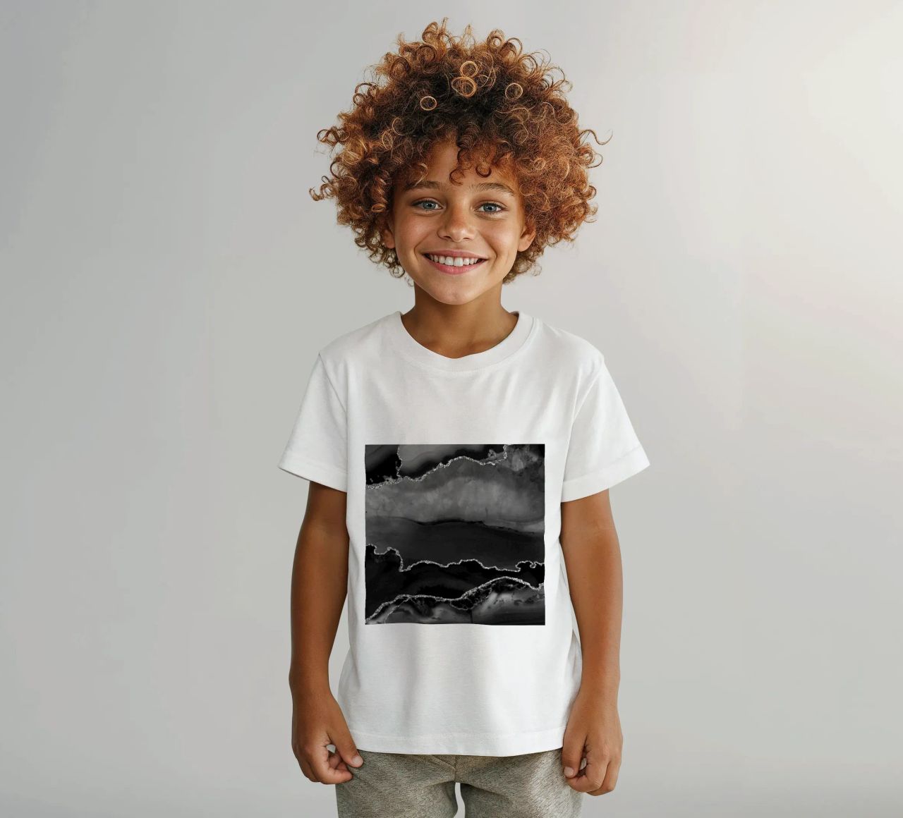 Agata nera e argento Texture 02 t-shirt bambini da Gemstone Textures