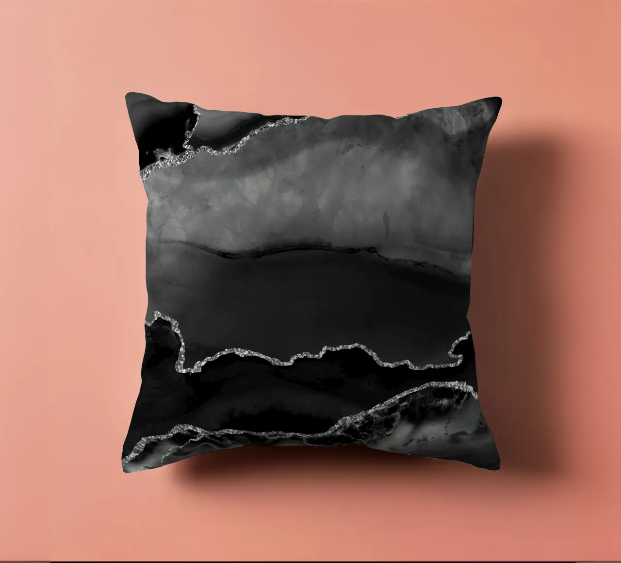 Texture Agate noire et argentée 02 coussin de Gemstone Textures