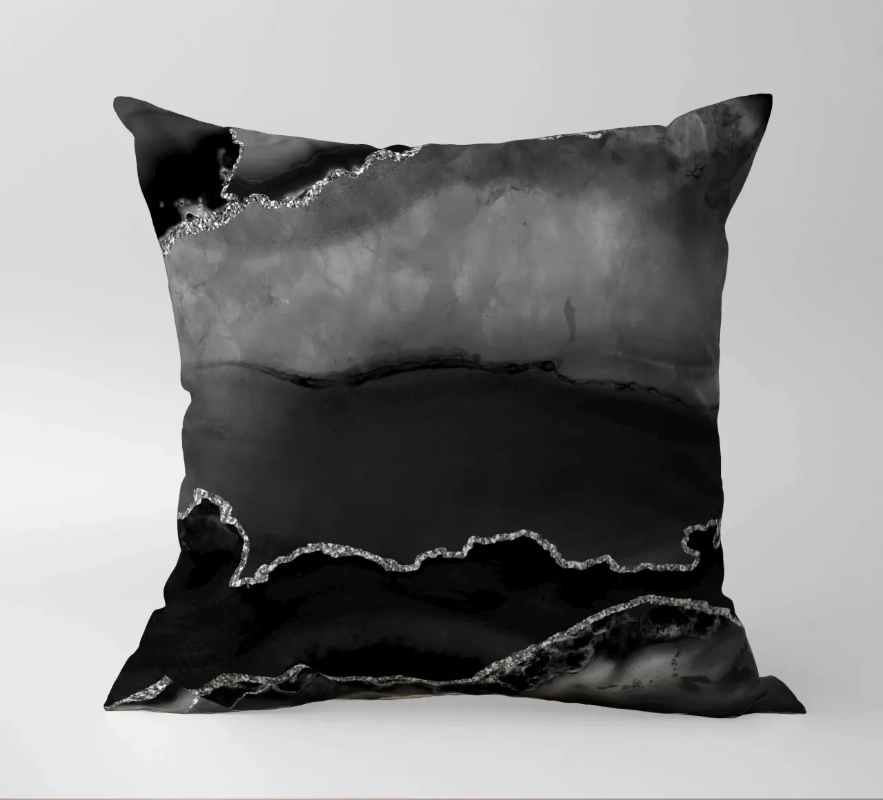 Texture Agate noire et argentée 02 coussin de Gemstone Textures