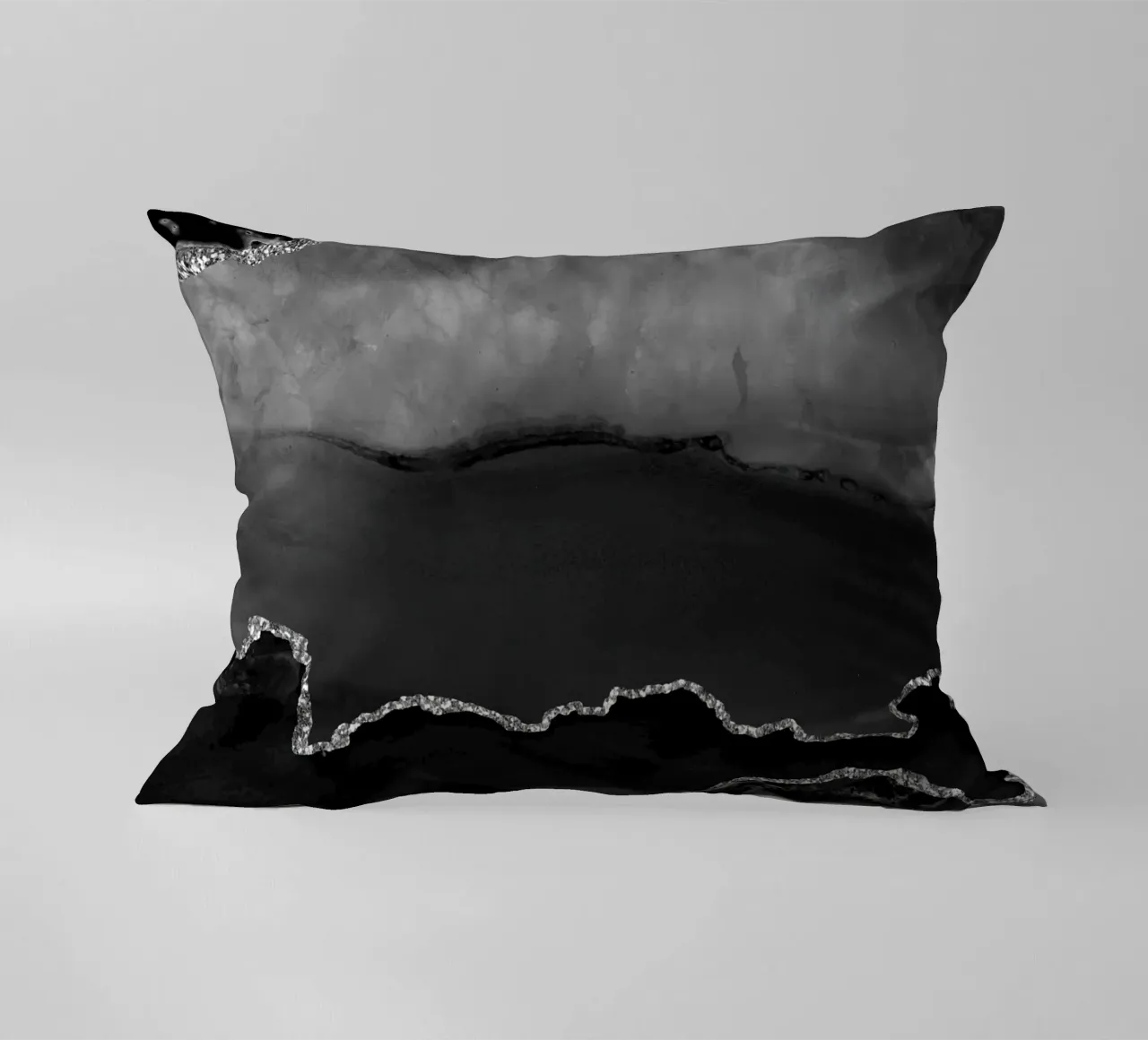 Texture Agate noire et argentée 02 coussin de Gemstone Textures