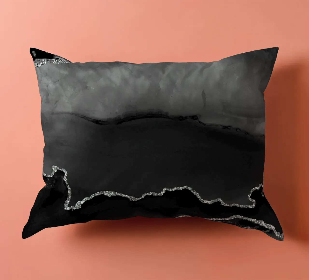 Texture Agate noire et argentée 02 coussin de Gemstone Textures