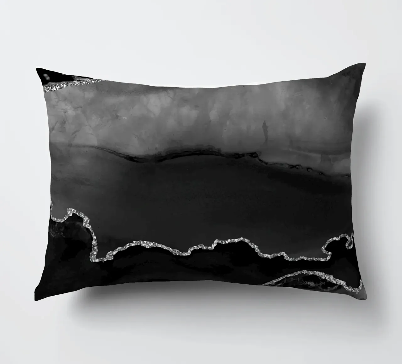 Texture Agate noire et argentée 02 coussin de Gemstone Textures