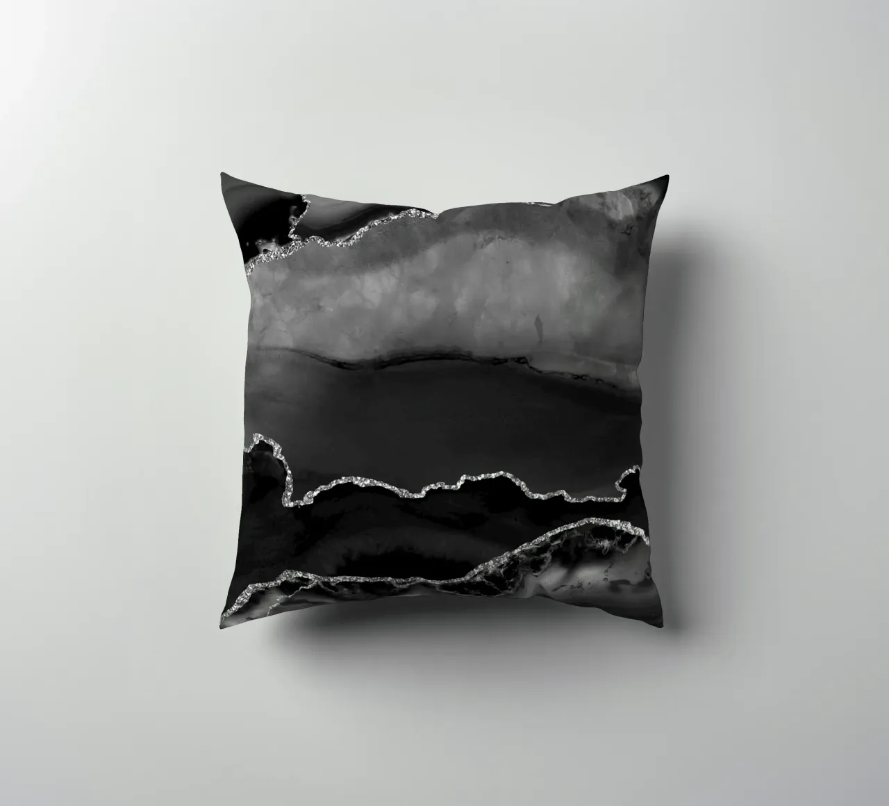 Texture Agate noire et argentée 02 coussin de Gemstone Textures