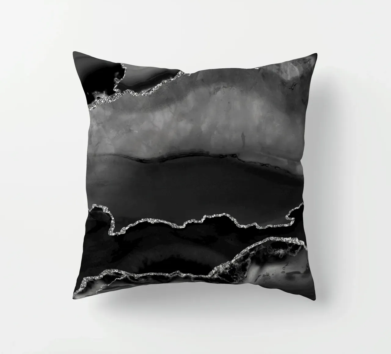 Texture Agate noire et argentée 02 coussin de Gemstone Textures