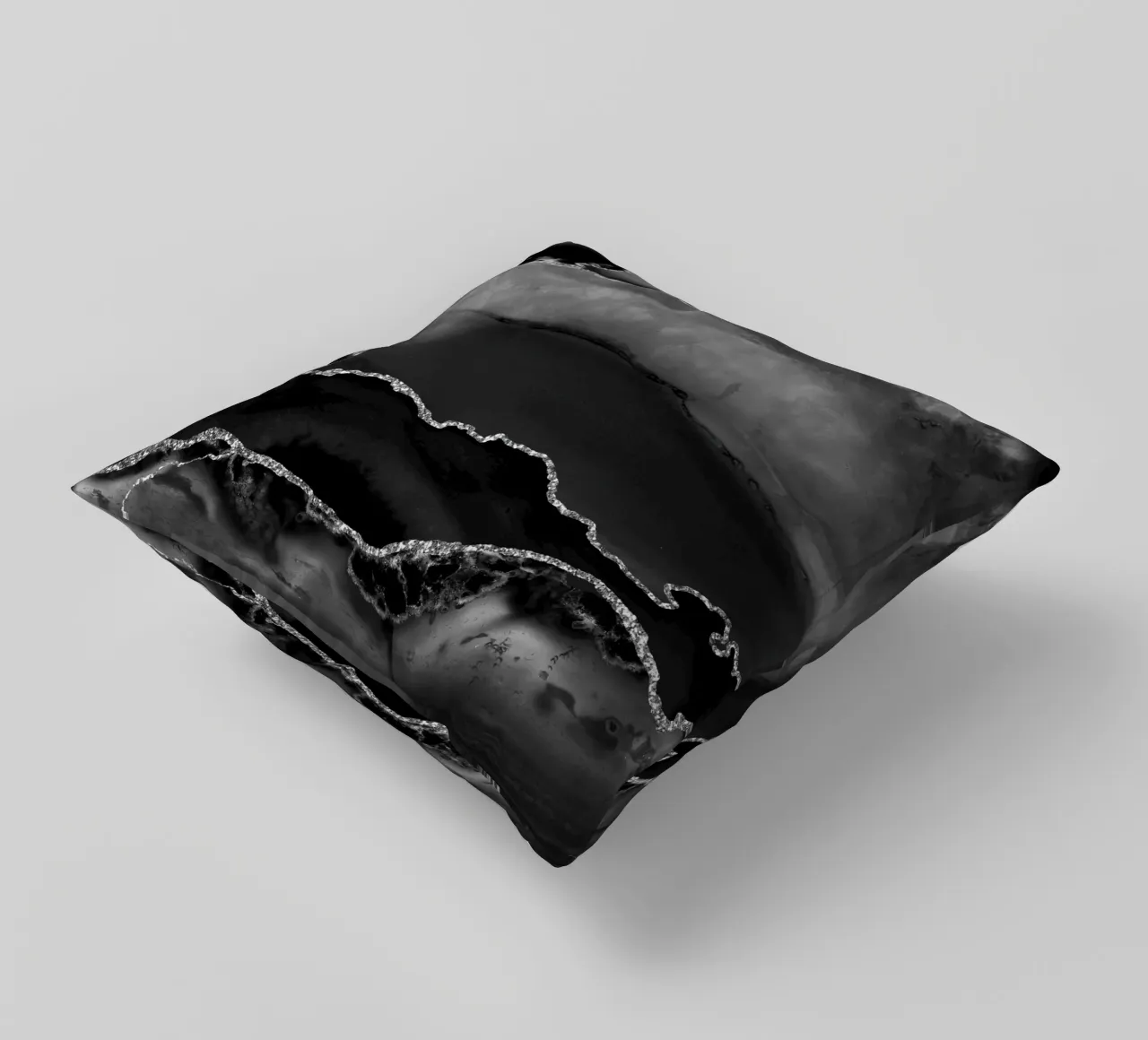 Texture Agate noire et argentée 02 coussin de Gemstone Textures
