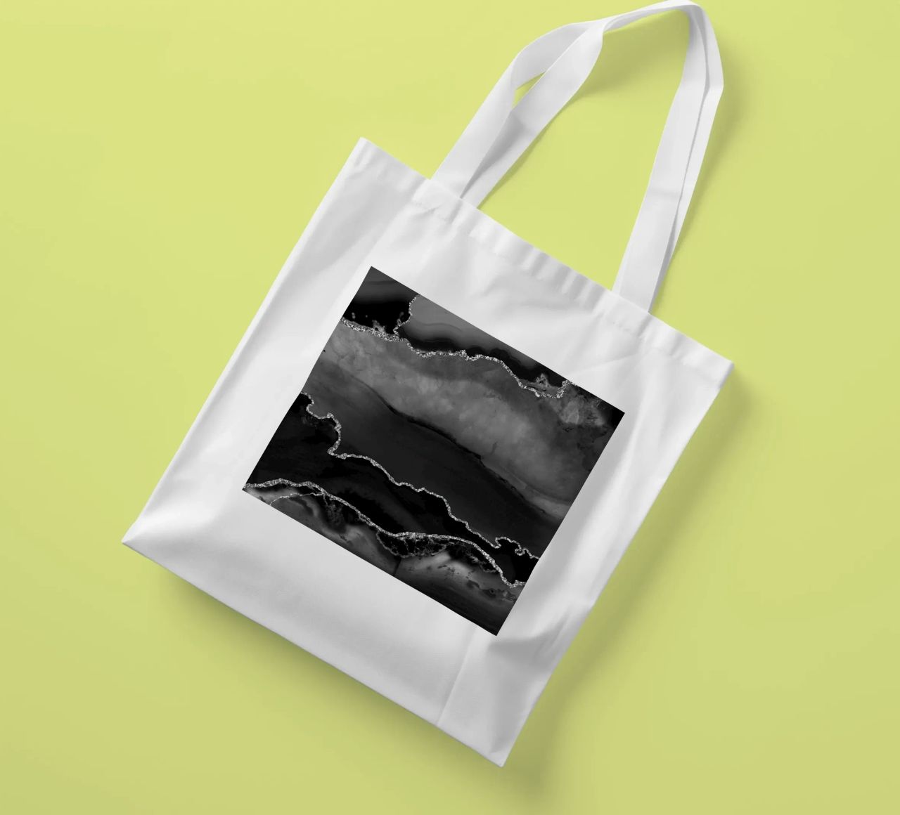 Agata nera e argento Texture 02 borsa in juta da Gemstone Textures
