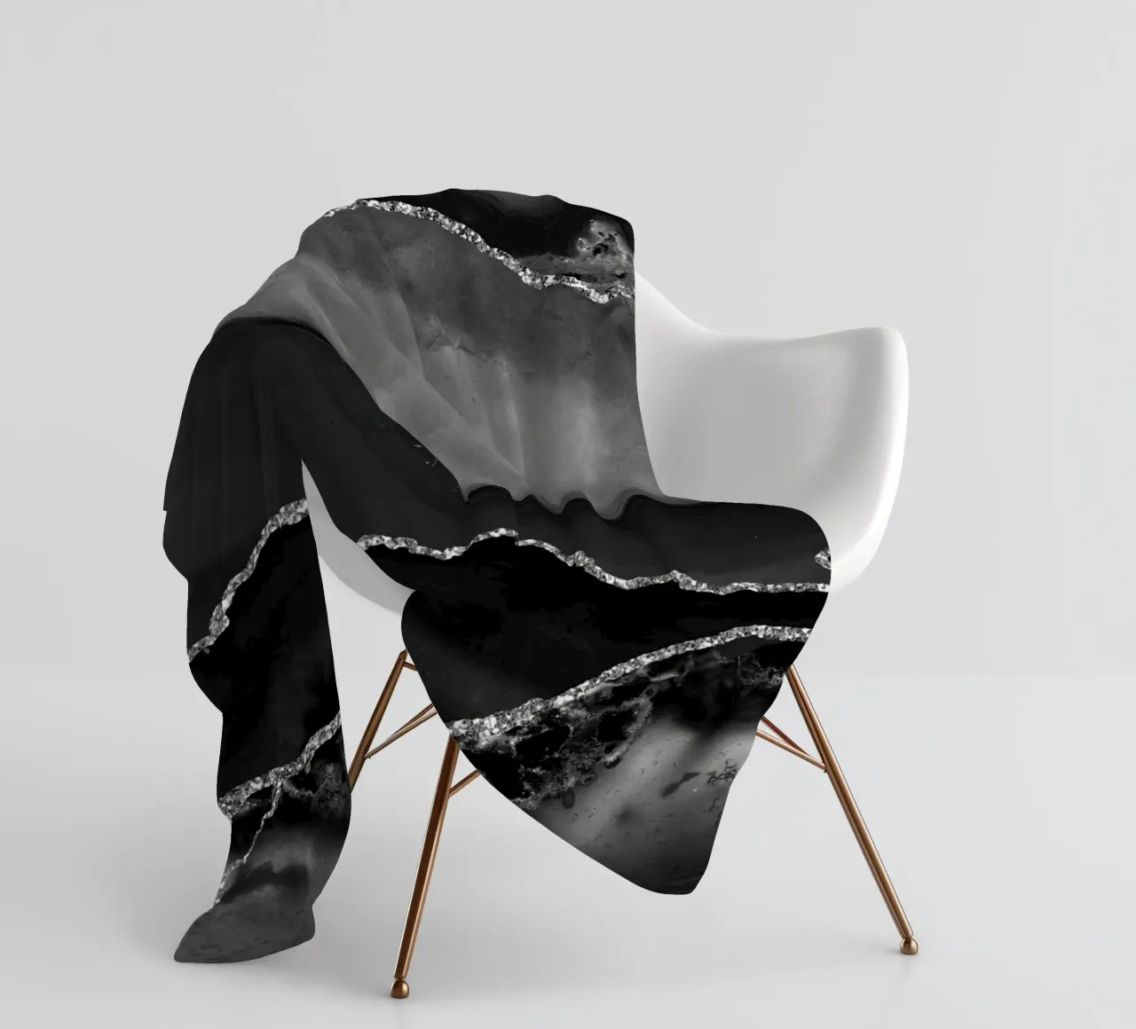 Schwarz & Silber Achat Struktur 02 Fleecedecke von Gemstone Textures