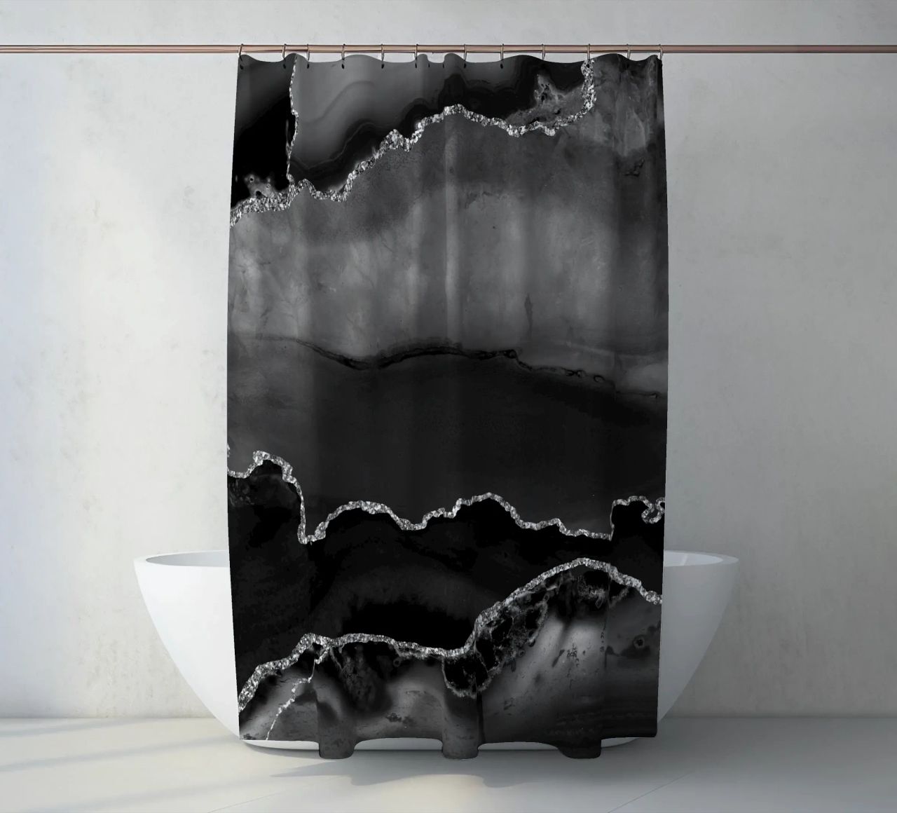 Agata nera e argento Texture 02 tenda da doccia da Gemstone Textures
