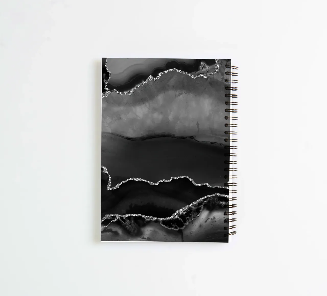 Schwarz & Silber Achat Struktur 02 Ringbuch von Gemstone Textures