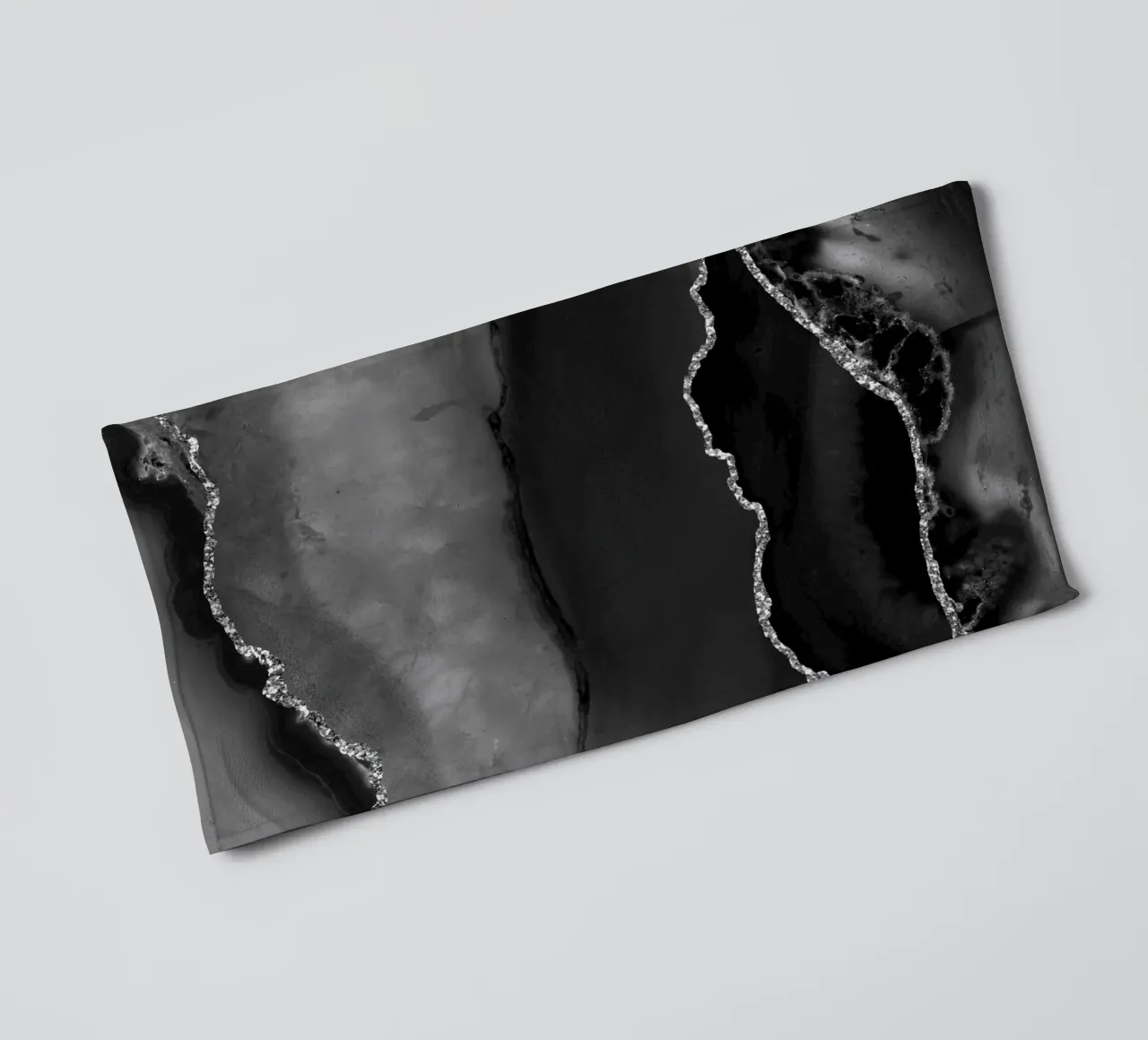 Texture Agate noire et argentée 02 serviette de bain de Gemstone Textures
