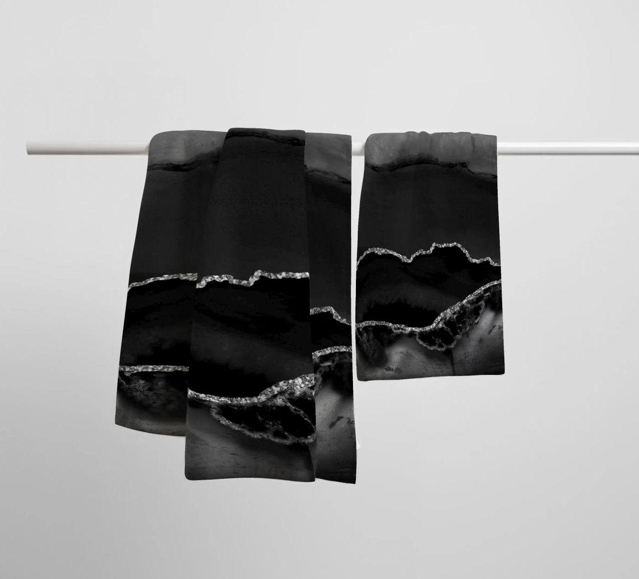 Agata nera e argento Texture 02 asciugamano da bagno da Gemstone Textures
