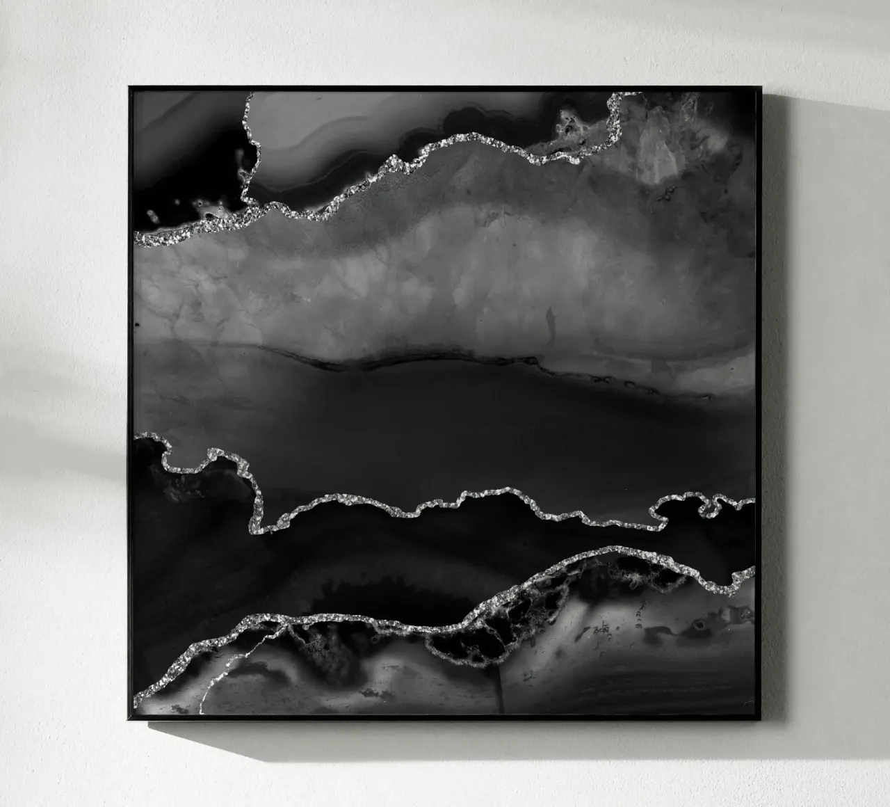 Schwarz & Silber Achat Struktur 02 Acryl-Glas von Gemstone Textures