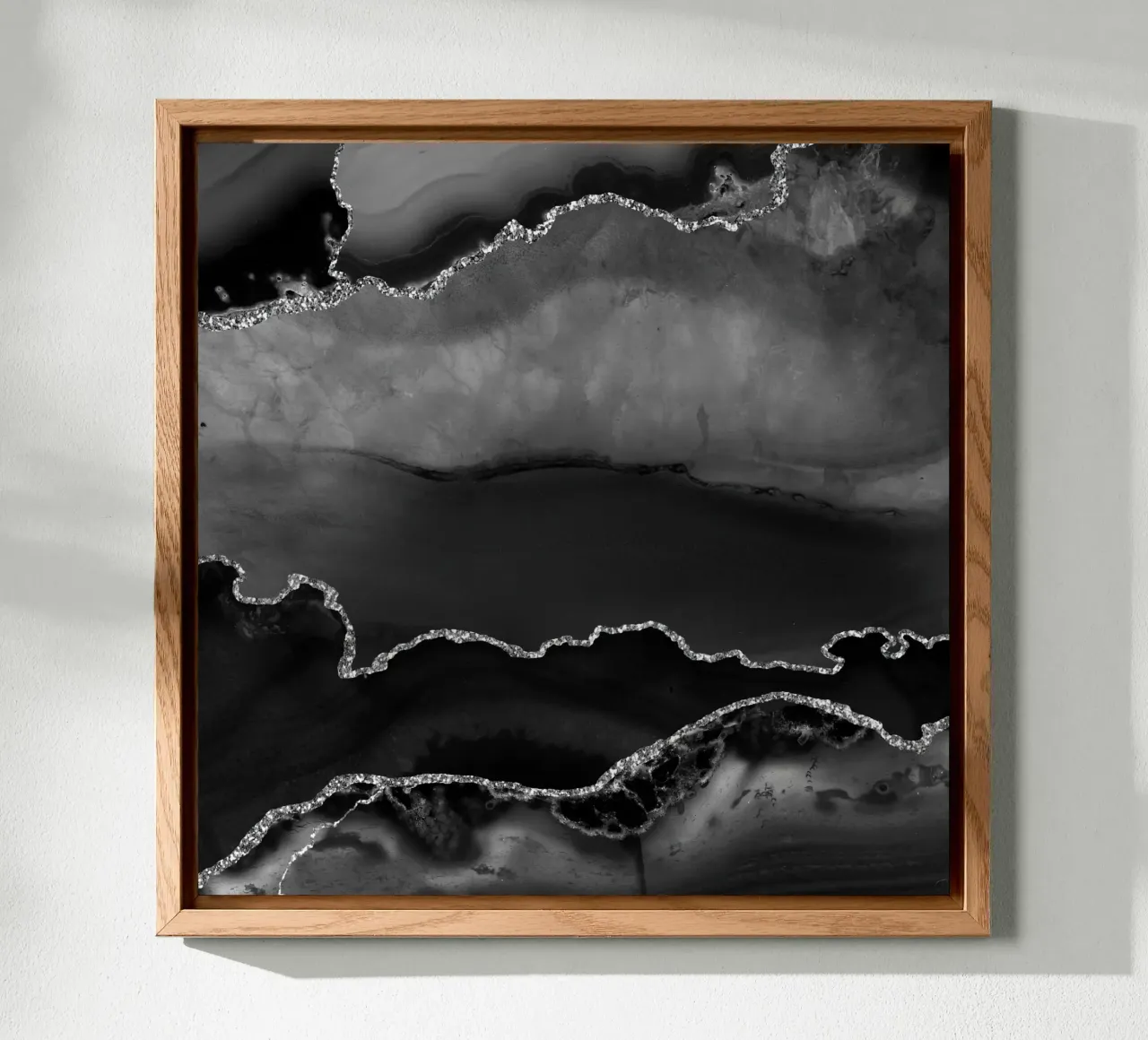 Schwarz & Silber Achat Struktur 02 Alu-Dibond von Gemstone Textures