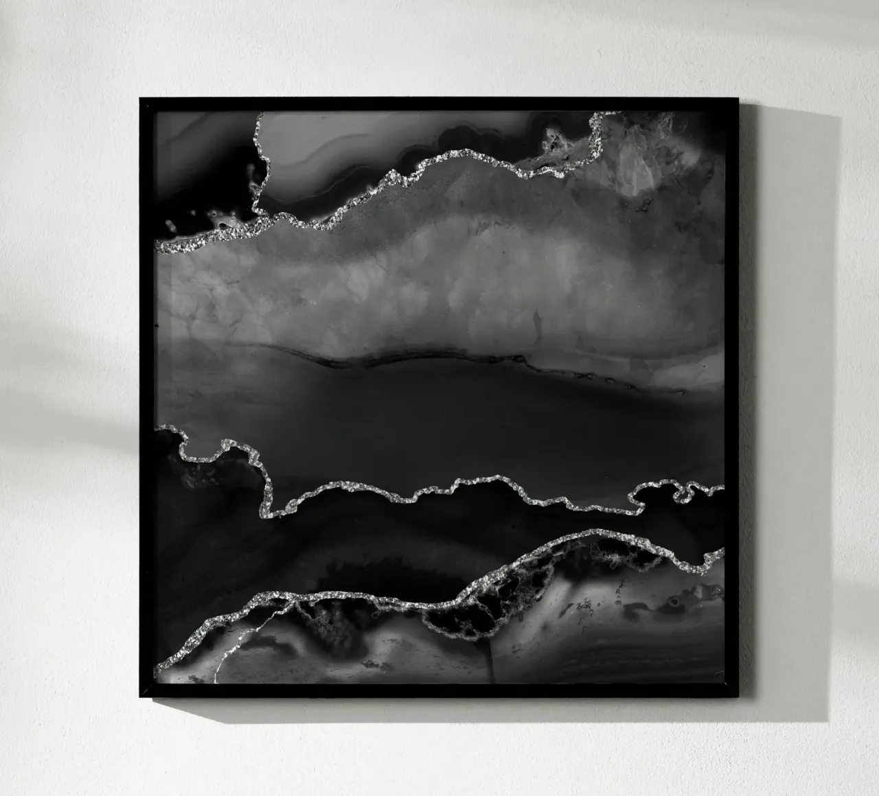 Schwarz & Silber Achat Struktur 02 Hahnemühle von Gemstone Textures