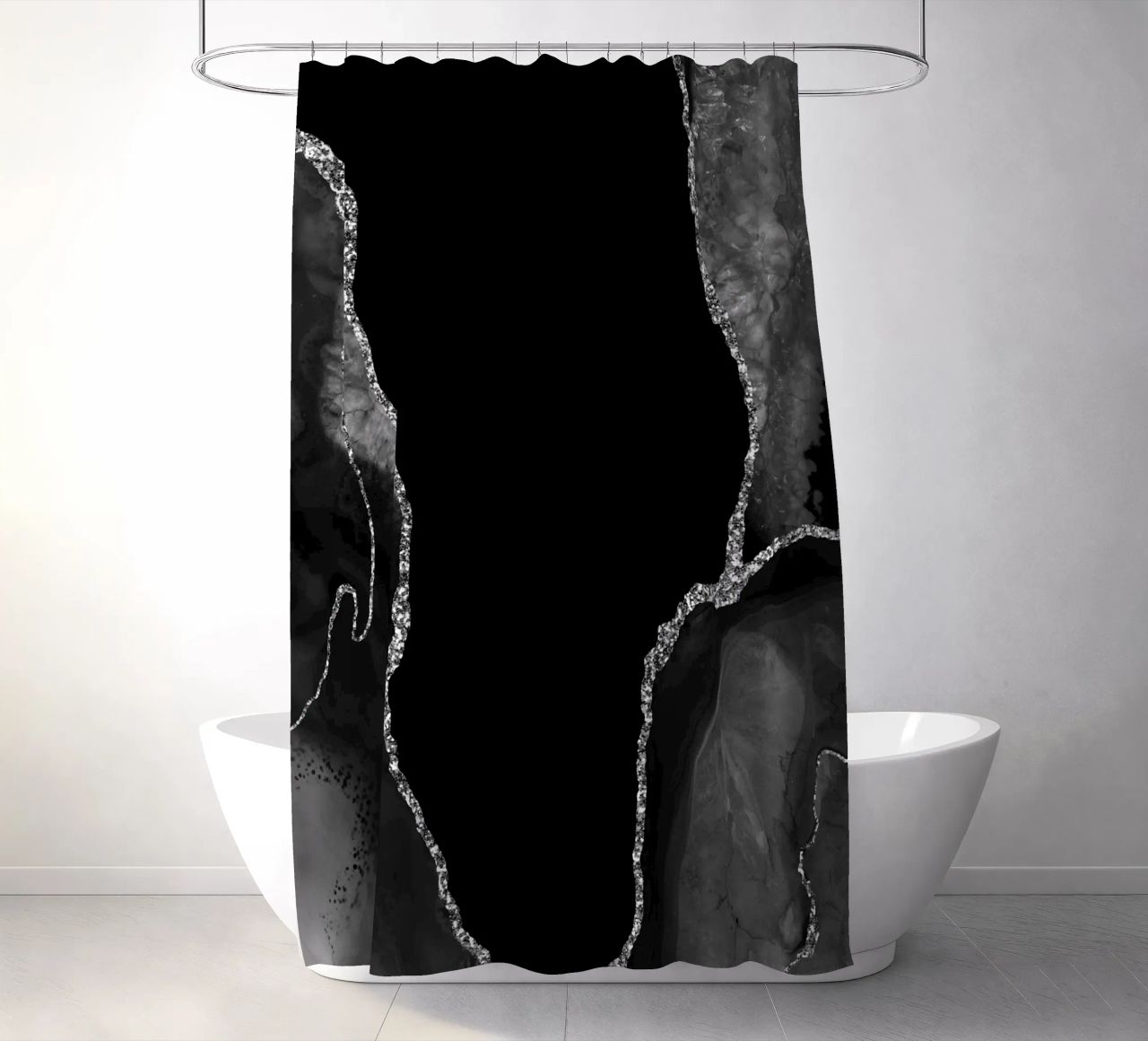 Agata nera e argento Texture 03 tenda da doccia da Gemstone Textures