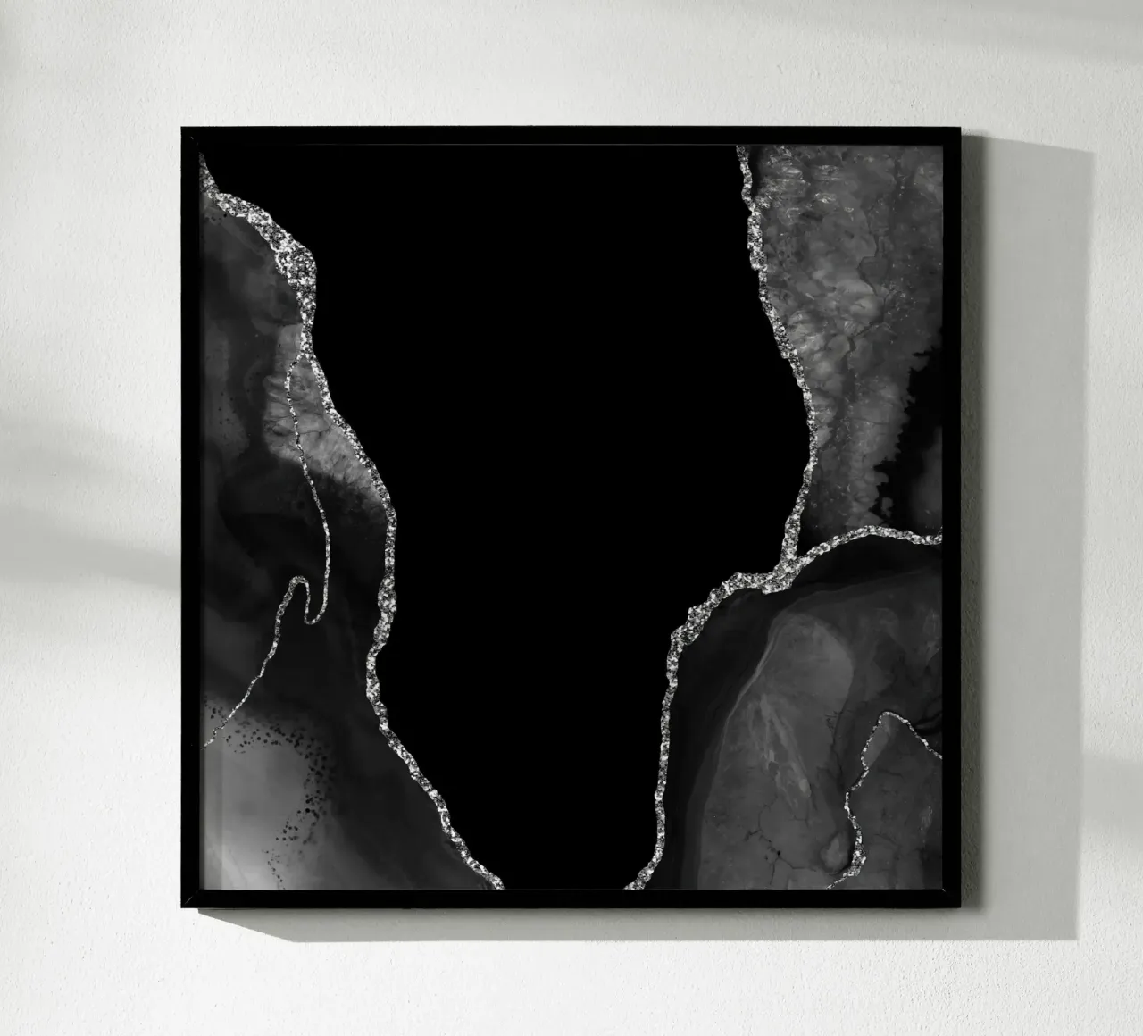 Agata nera e argento Texture 03 poster con telaio in alluminio da Gemstone Textures